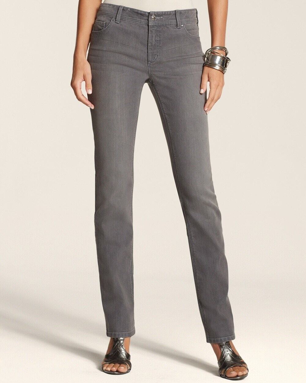 Chico's Platinum Gray Ultimate Fit Slim Leg Jeans Size 00 (US 2) Regular